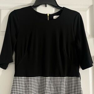 Calvin Klein Black Dress with White Checkered Hem